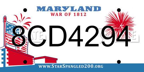 8CD4294 Maryland License Plate