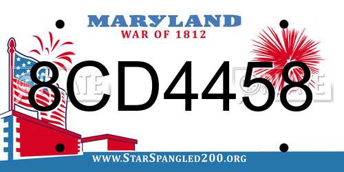 8CD4458 Maryland License Plate