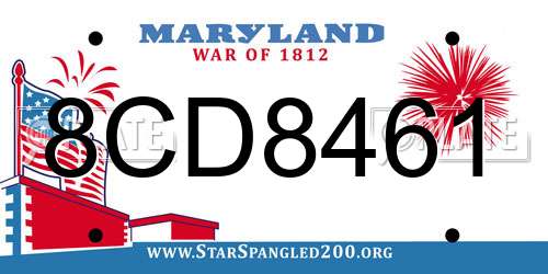 8CD8461 Maryland License Plate