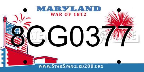 8CG0377 Maryland License Plate