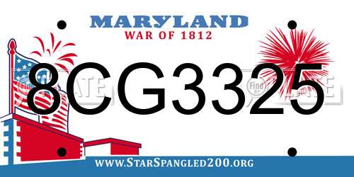 8CG3325 Maryland License Plate