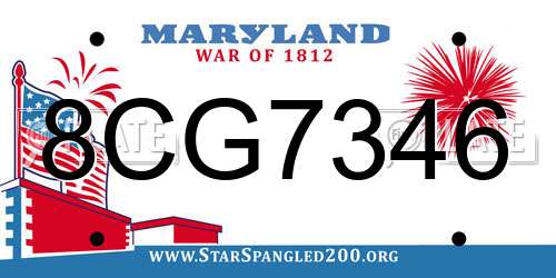 8CG7346 Maryland License Plate