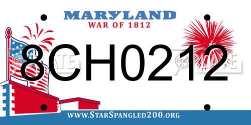8CH0212 Maryland License Plate