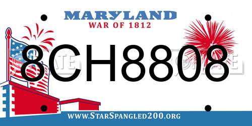8CH8808 Maryland License Plate