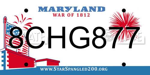 8CHG877 Maryland License Plate