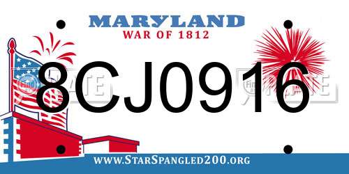 8CJ0916 Maryland License Plate