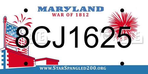 8CJ1625 Maryland License Plate