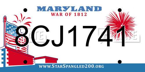 8CJ1741 Maryland License Plate