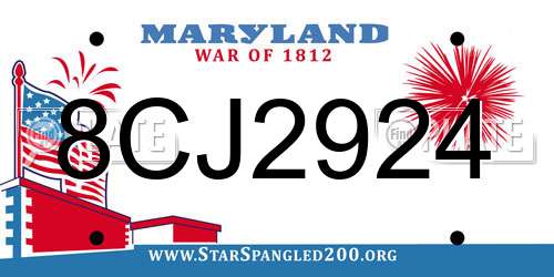 8CJ2924 Maryland License Plate