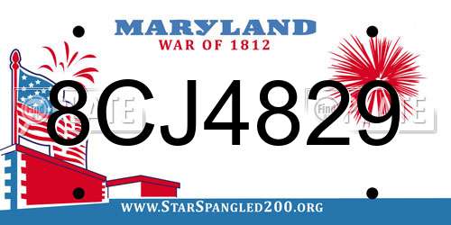 8CJ4829 Maryland License Plate