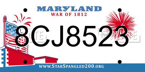 8CJ8523 Maryland License Plate