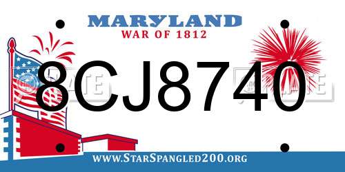 8CJ8740 Maryland License Plate