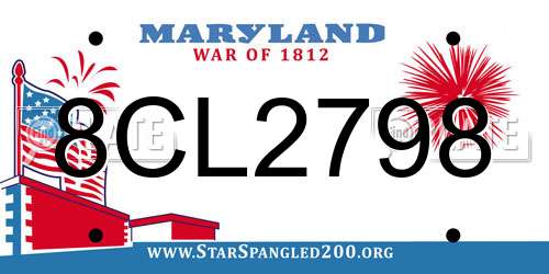 8CL2798 Maryland License Plate