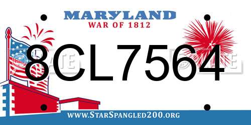 8CL7564 Maryland License Plate