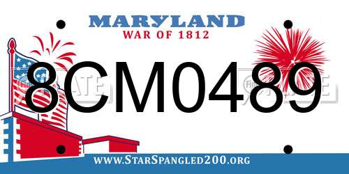 8CM0489 Maryland License Plate