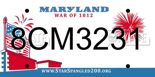 8CM3231 Maryland License Plate