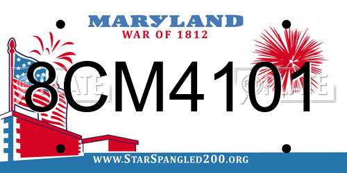 8CM4101 Maryland License Plate