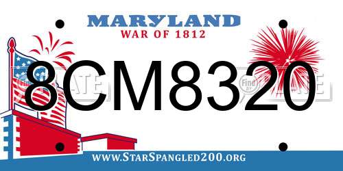 8CM8320 Maryland License Plate