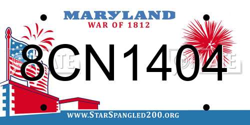 8CN1404 Maryland License Plate
