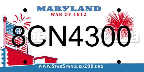 8CN4300 Maryland License Plate