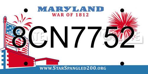 8CN7752 Maryland License Plate