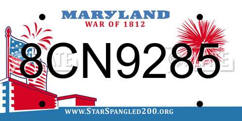8CN9285 Maryland License Plate