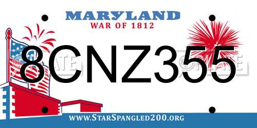 8CNZ355 Maryland License Plate
