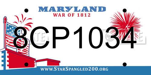 8CP1034 Maryland License Plate