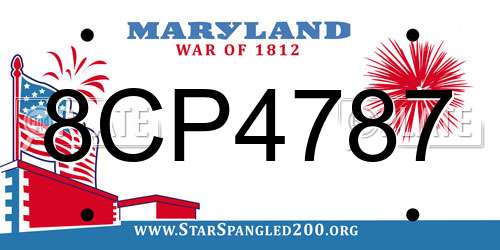 8CP4787 Maryland License Plate