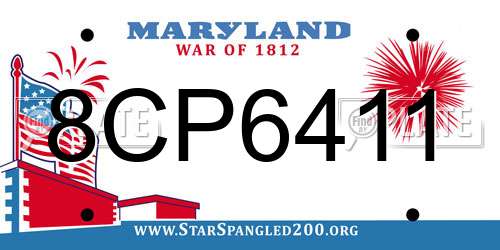 8CP6411 Maryland License Plate