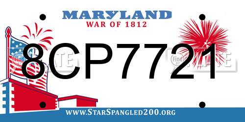 8CP7721 Maryland License Plate