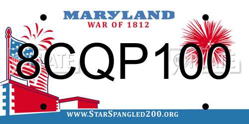 8CQP100 Maryland License Plate