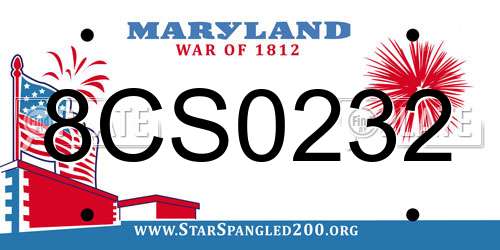8CS0232 Maryland License Plate