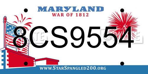 8CS9554 Maryland License Plate