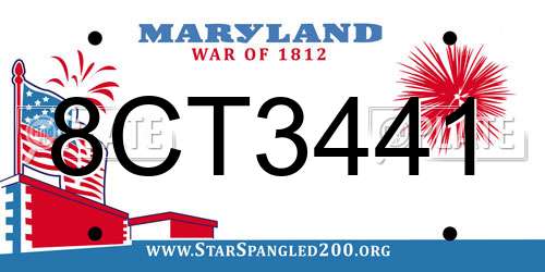 8CT3441 Maryland License Plate