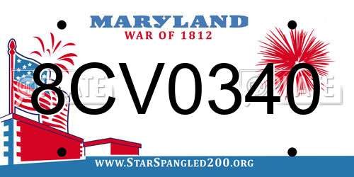 8CV0340 Maryland License Plate