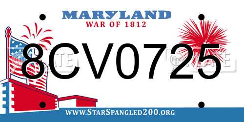 8CV0725 Maryland License Plate