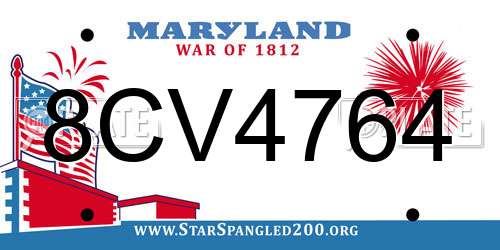 8CV4764 Maryland License Plate