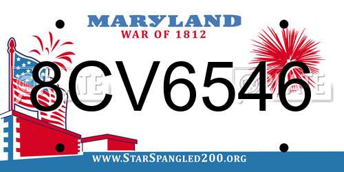 8CV6546 Maryland License Plate