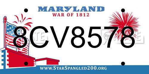 8CV8578 Maryland License Plate