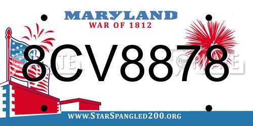 8CV8878 Maryland License Plate