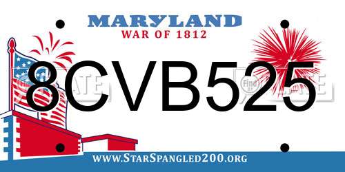 8CVB525 Maryland License Plate