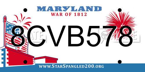 8CVB578 Maryland License Plate