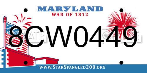 8CW0449 Maryland License Plate