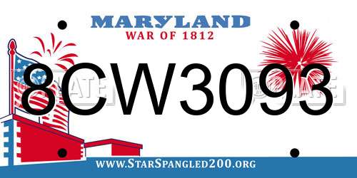 8CW3093 Maryland License Plate