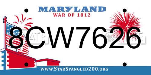 8CW7626 Maryland License Plate