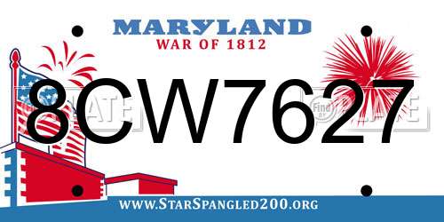 8CW7627 Maryland License Plate
