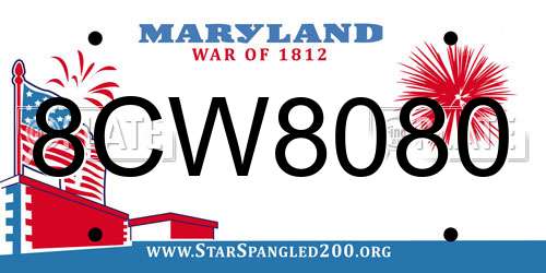 8CW8080 Maryland License Plate