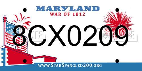 8CX0209 Maryland License Plate