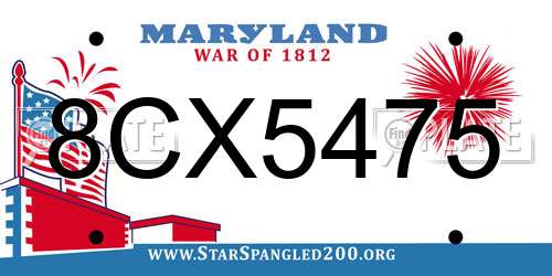 8CX5475 Maryland License Plate